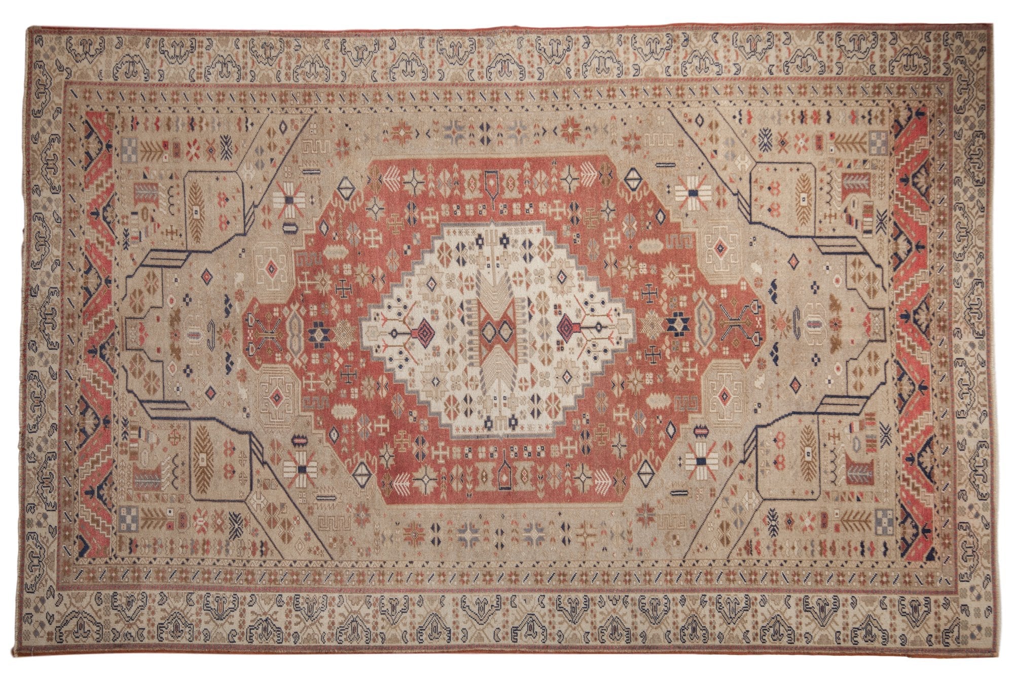 6x9.5 Vintage Distressed Oushak Carpet