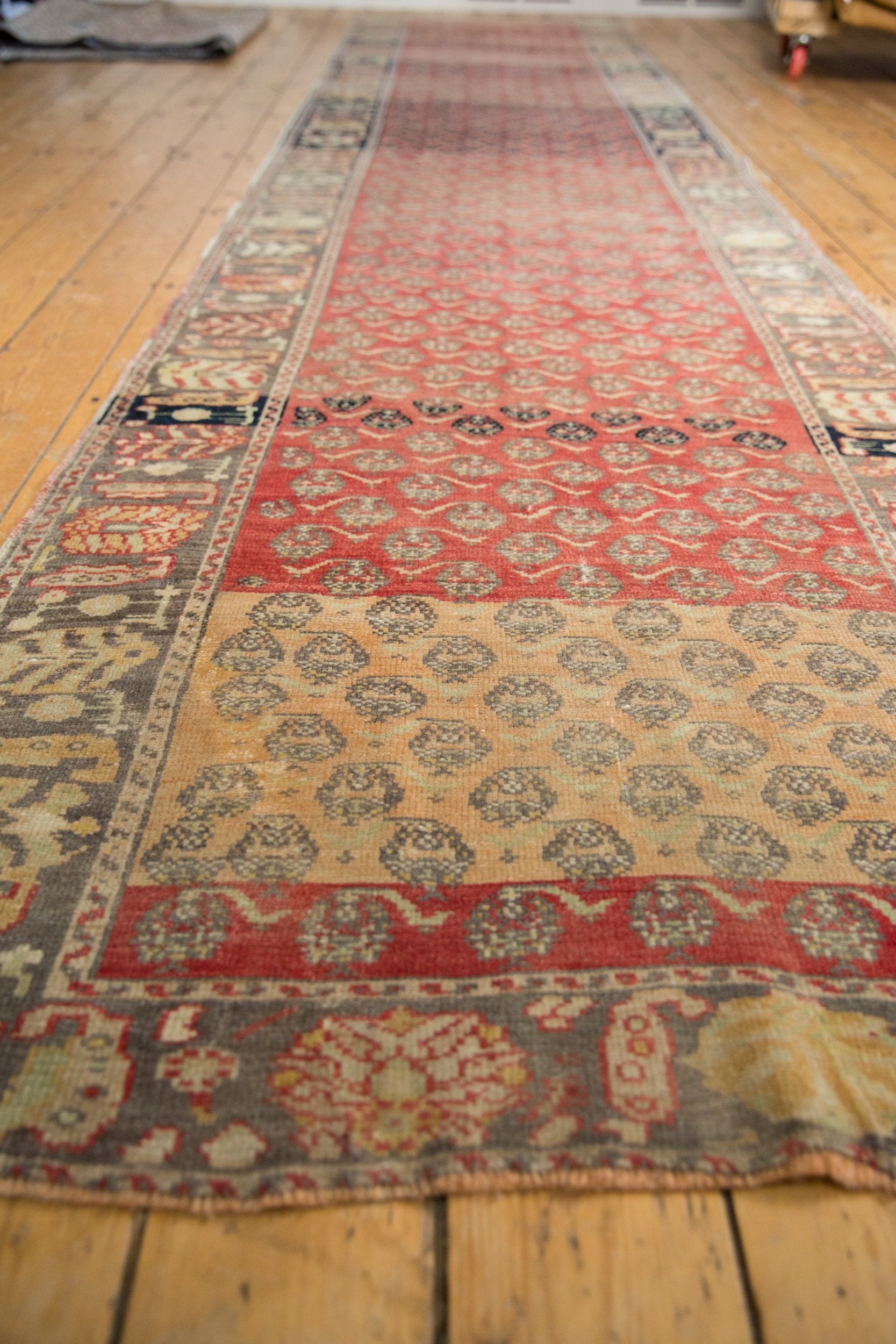 3.5x15 Vintage Distressed Oushak Rug Runner