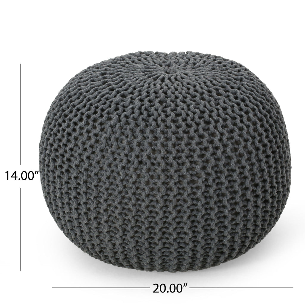 Bordeaux - Knitted Round Pouf, Versatile Ottoman And Floor Cushion