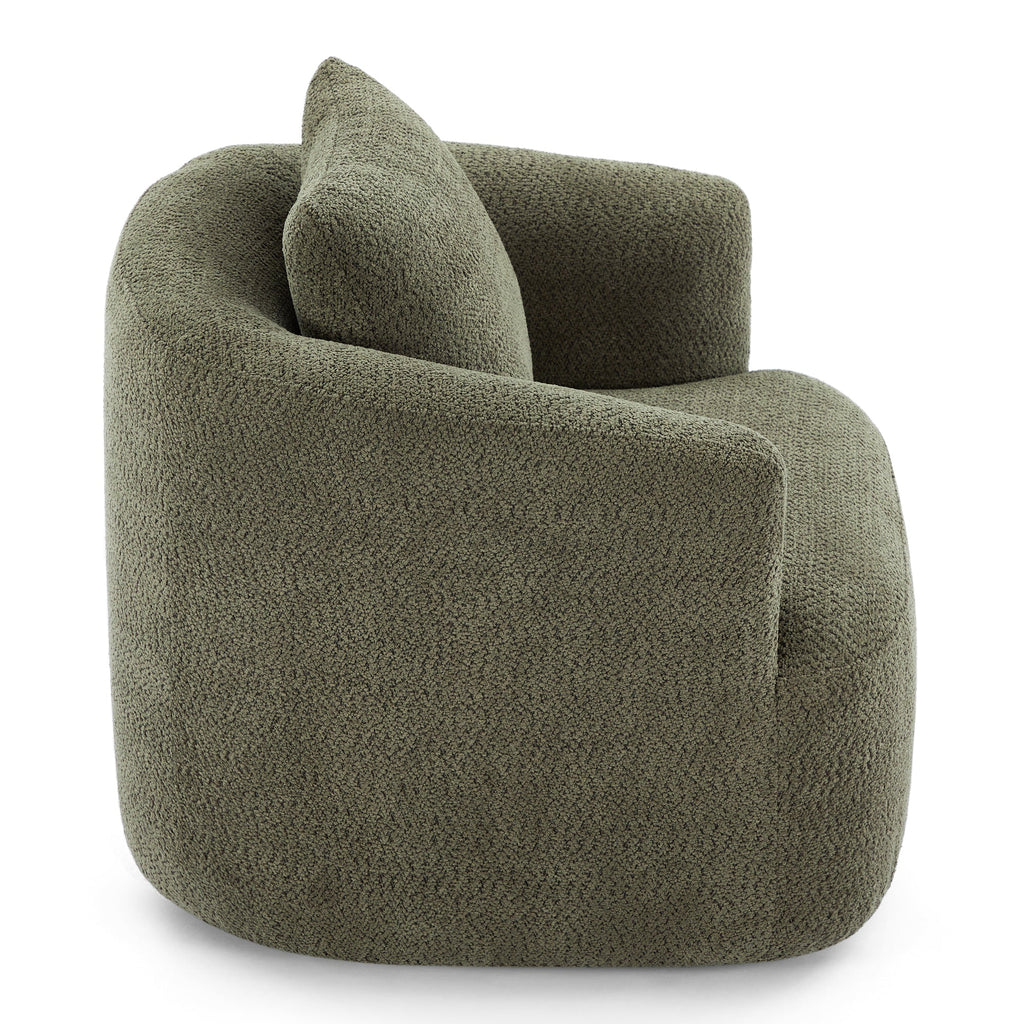 Accent Chair Swivel Barrel Chenille Green 360 Degree Pocket Spring 38 In
