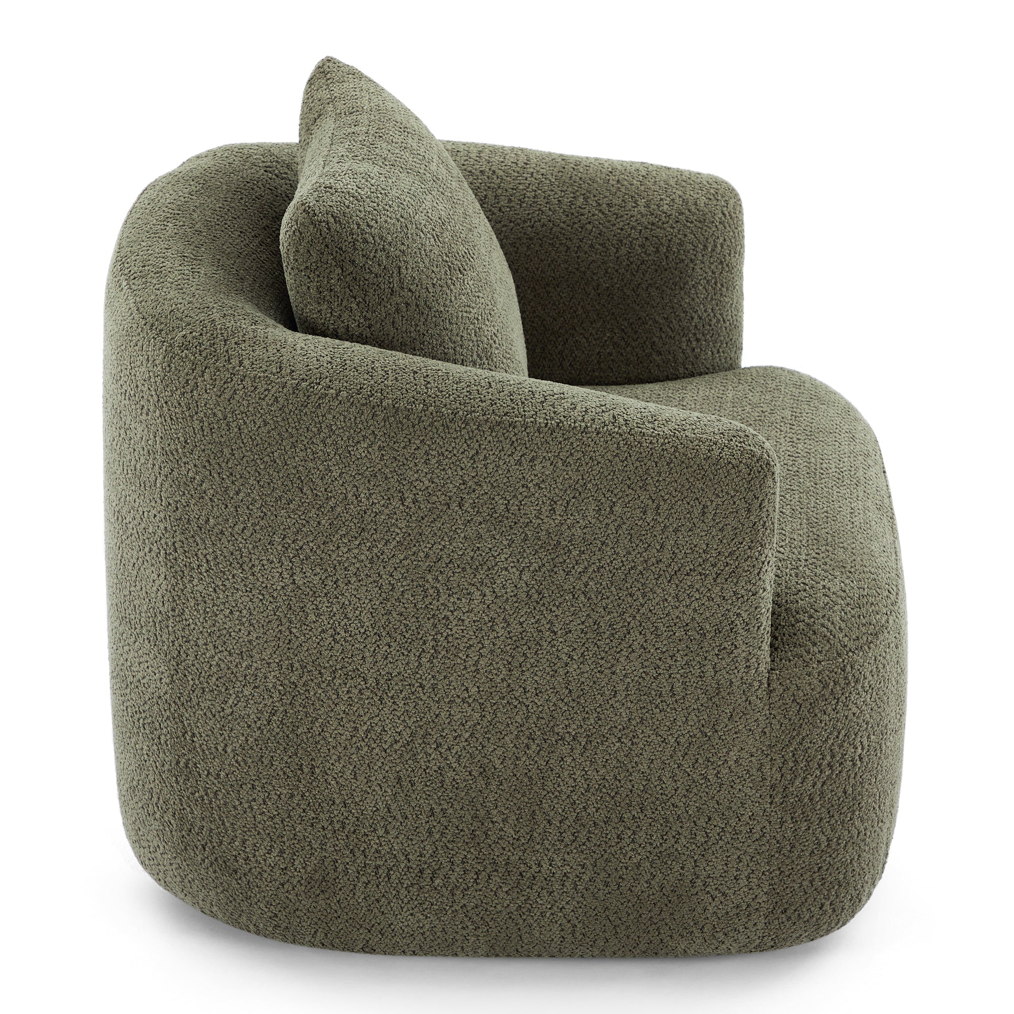 Accent Chair Swivel Barrel Chenille Green 360 Degree Pocket Spring 38 In
