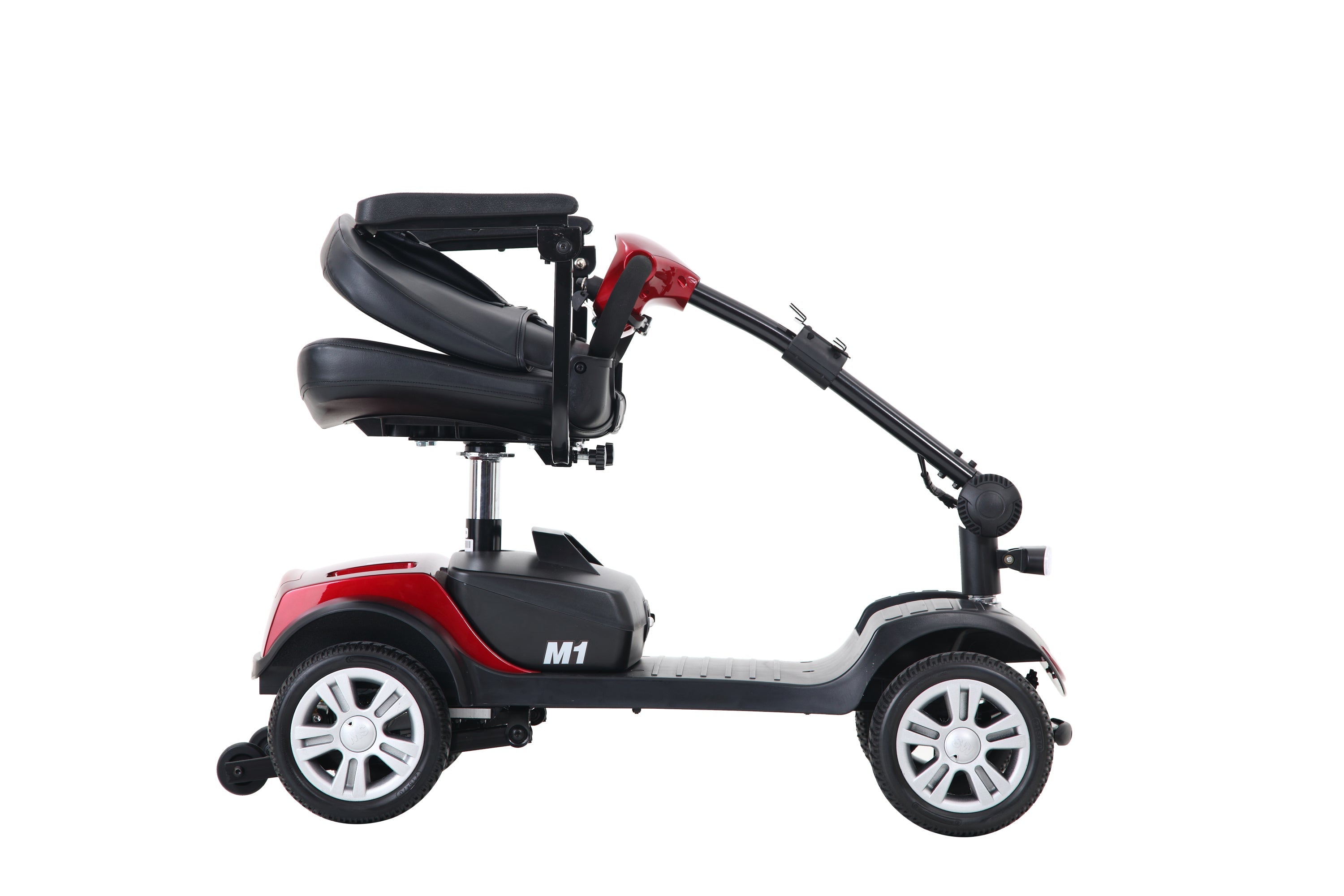 Mobility Scooter 4-Wheel Compact Metal Red 300 LB 10 Mile Rear Suspension