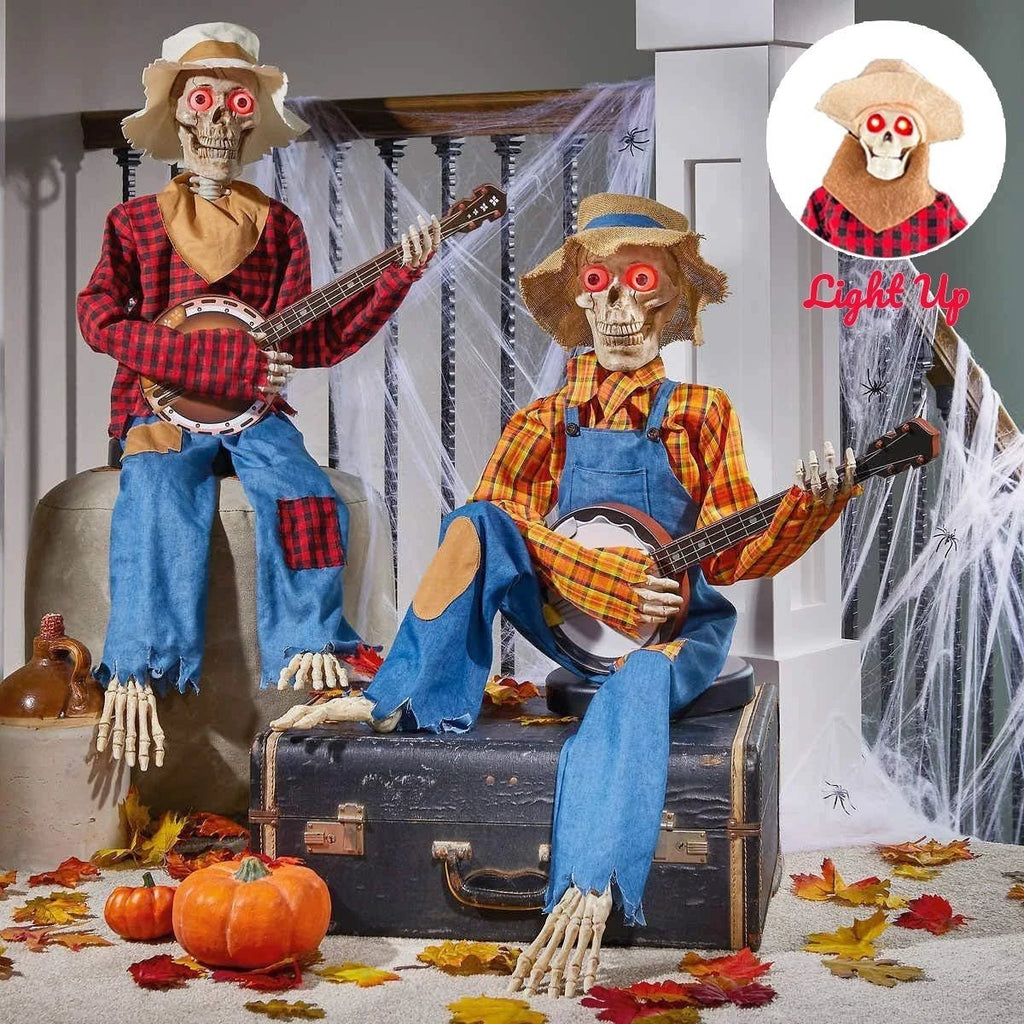 Light-Up Guitarist Skeleton: Spooky Halloween Decoration