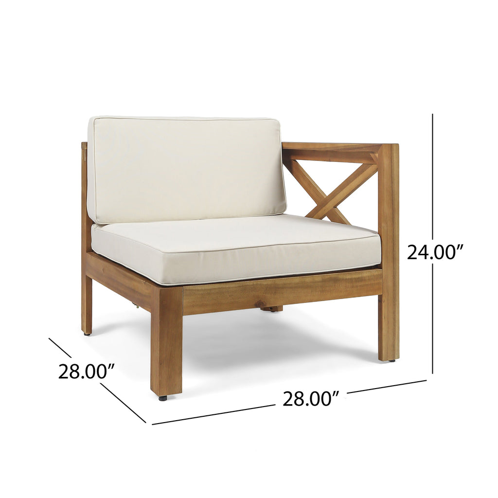 Outdoor Sectional Set Acacia Wood Beige 5 Piece L Shape Seats 4