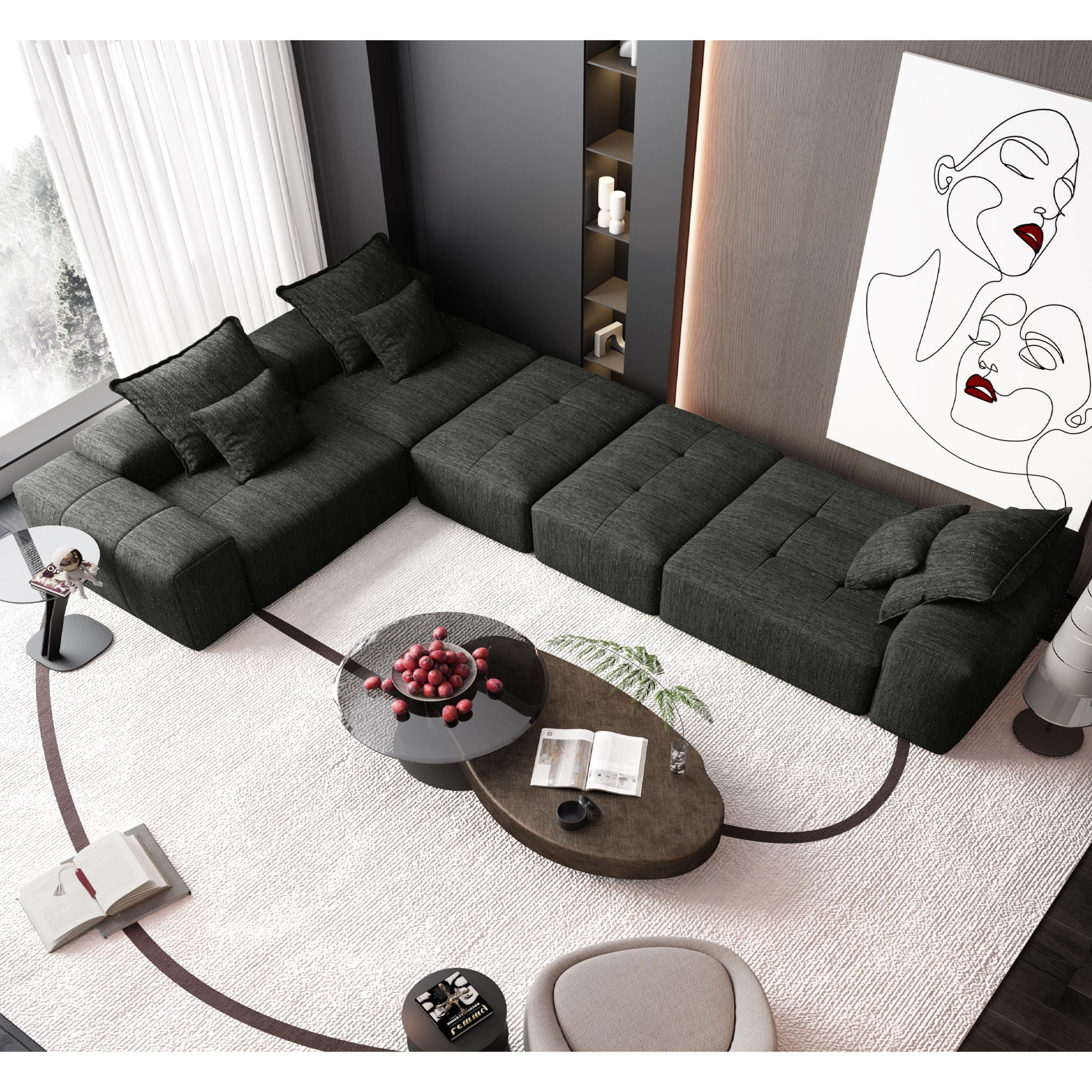 Modern Oversized Diy Combination Modular Sectional Sofa With Pillows