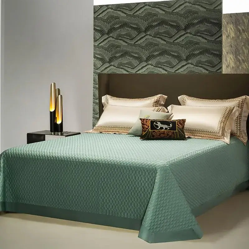 Elegant cream & teal 1200tc egyptian cotton bedding set bedroom