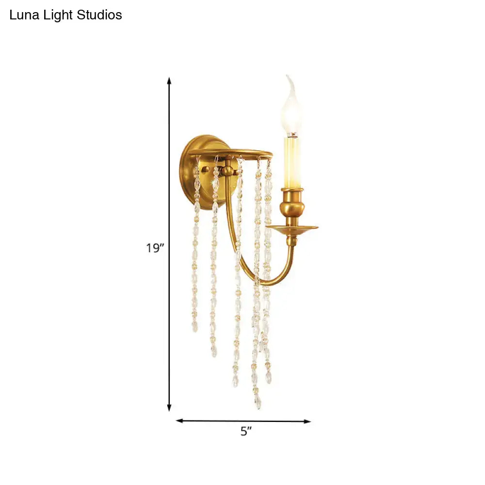 Elegant crystal chain gold wall sconce living room light fixture