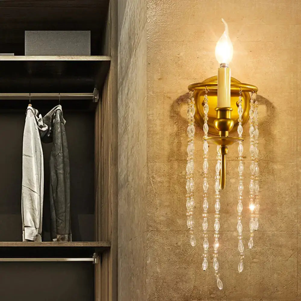 Elegant crystal chain gold wall sconce living room light fixture