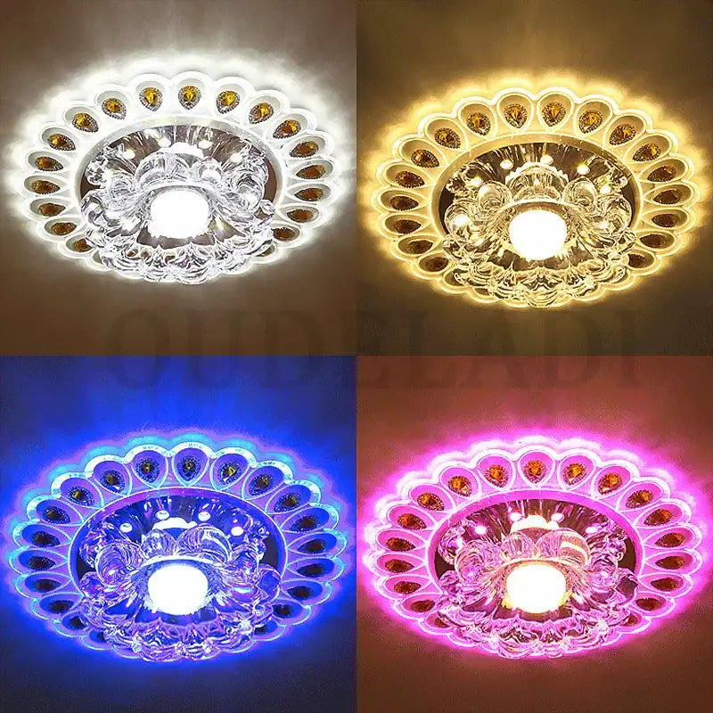 Elegant gold crystal glass led ceiling light for living room