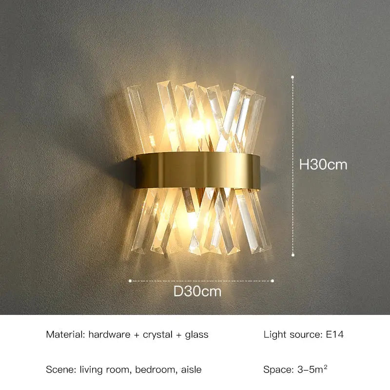 DecorBites™ Crystal LED Wall Lamps: Elegant Gold Wall Sconce Lights for Luxury Home Decor
