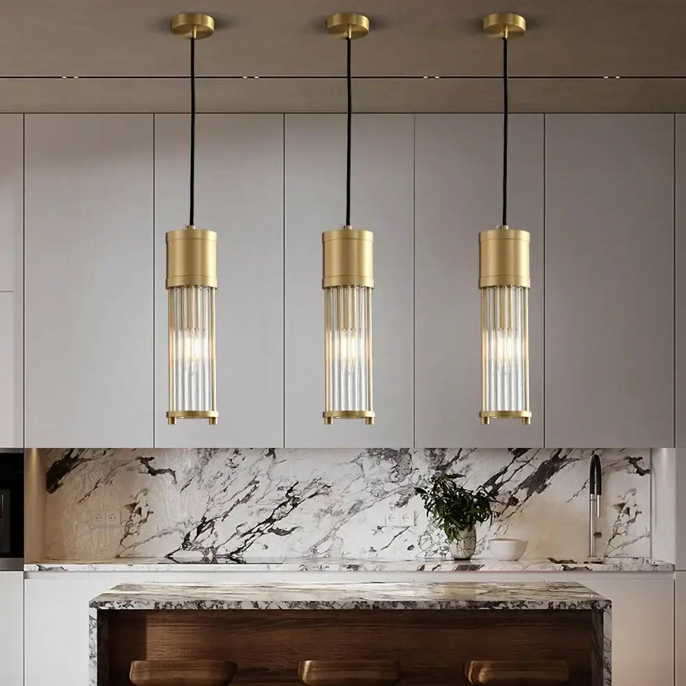 Elegant gold glass shade pendant lights kitchen & dining room