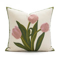 Embroidered flower pillowcase cover cream tulip living room decor