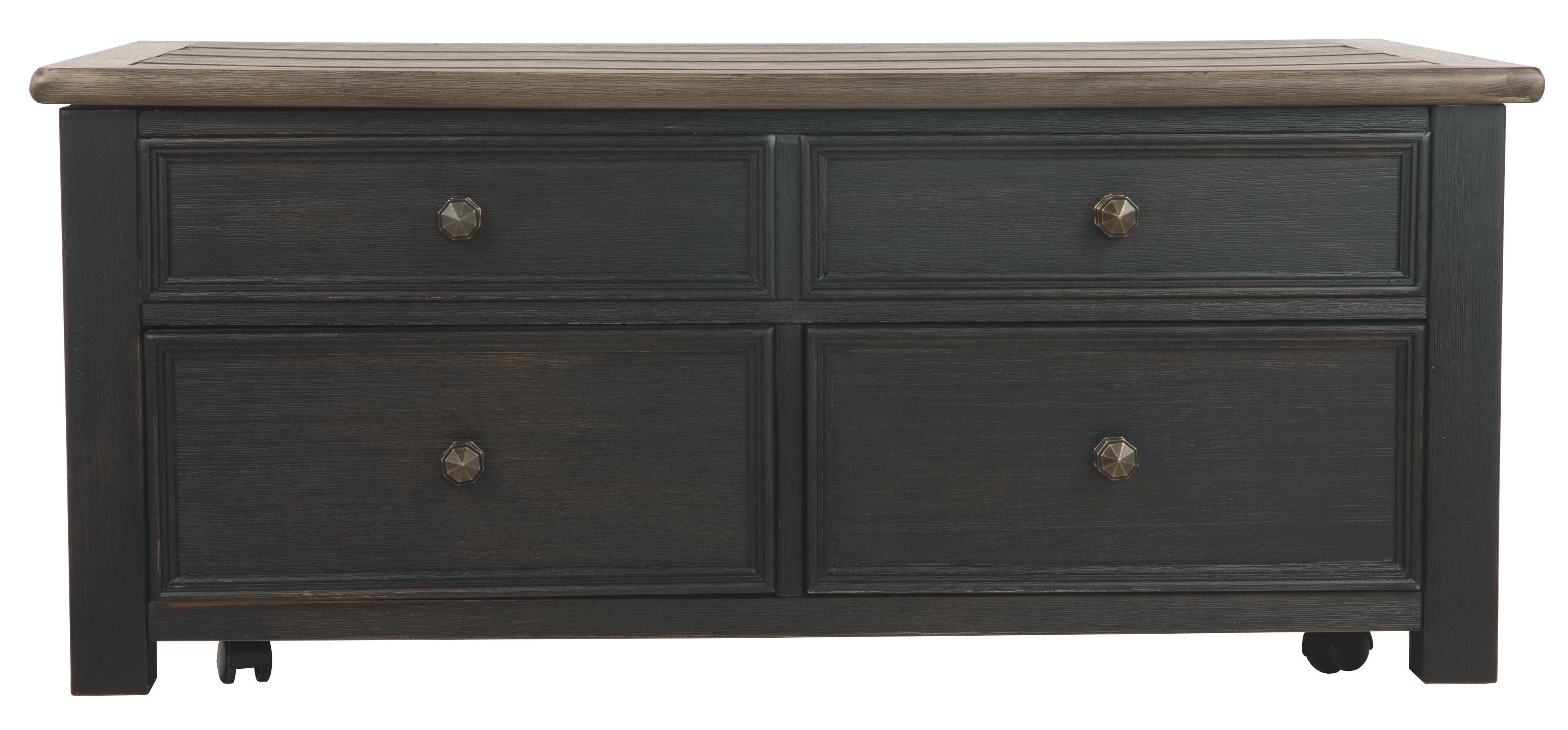 Tyler Creek - Lift Top Cocktail Table - Grayish Brown / Black