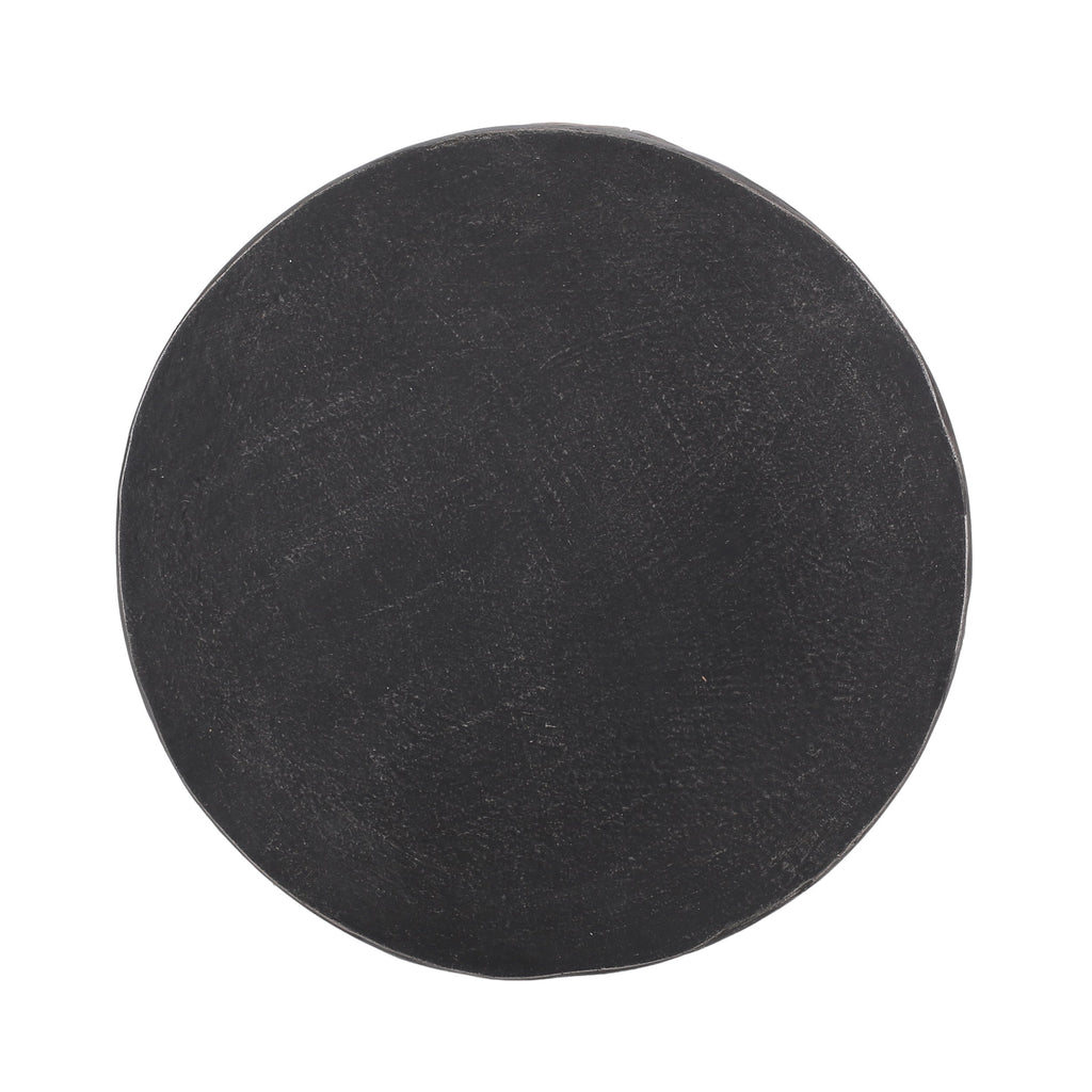 Outdoor Side Table Round MGO Concrete Copper Leaf Pattern 15.25x18.5in