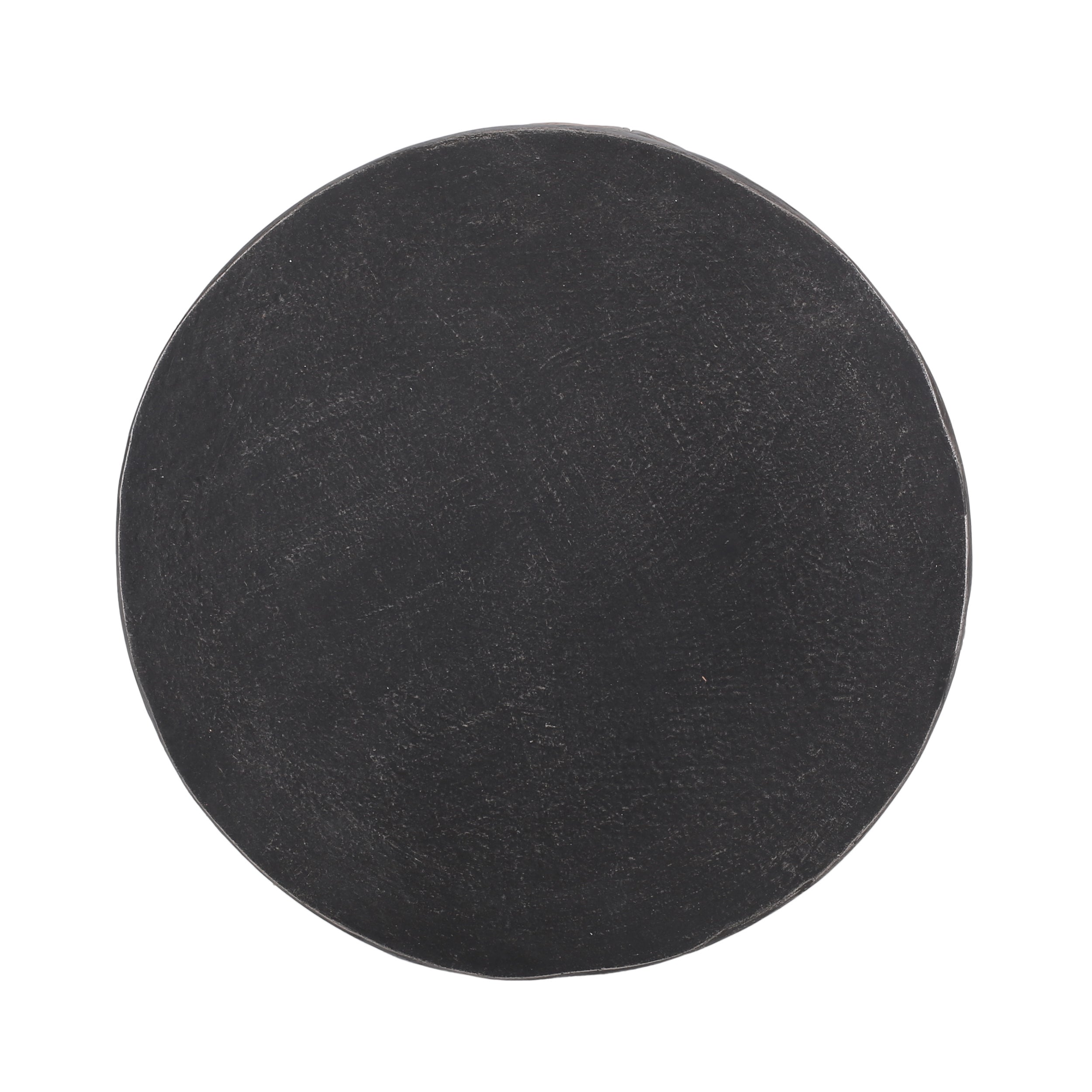 Outdoor Side Table Round MGO Concrete Copper Leaf Pattern 15.25x18.5in