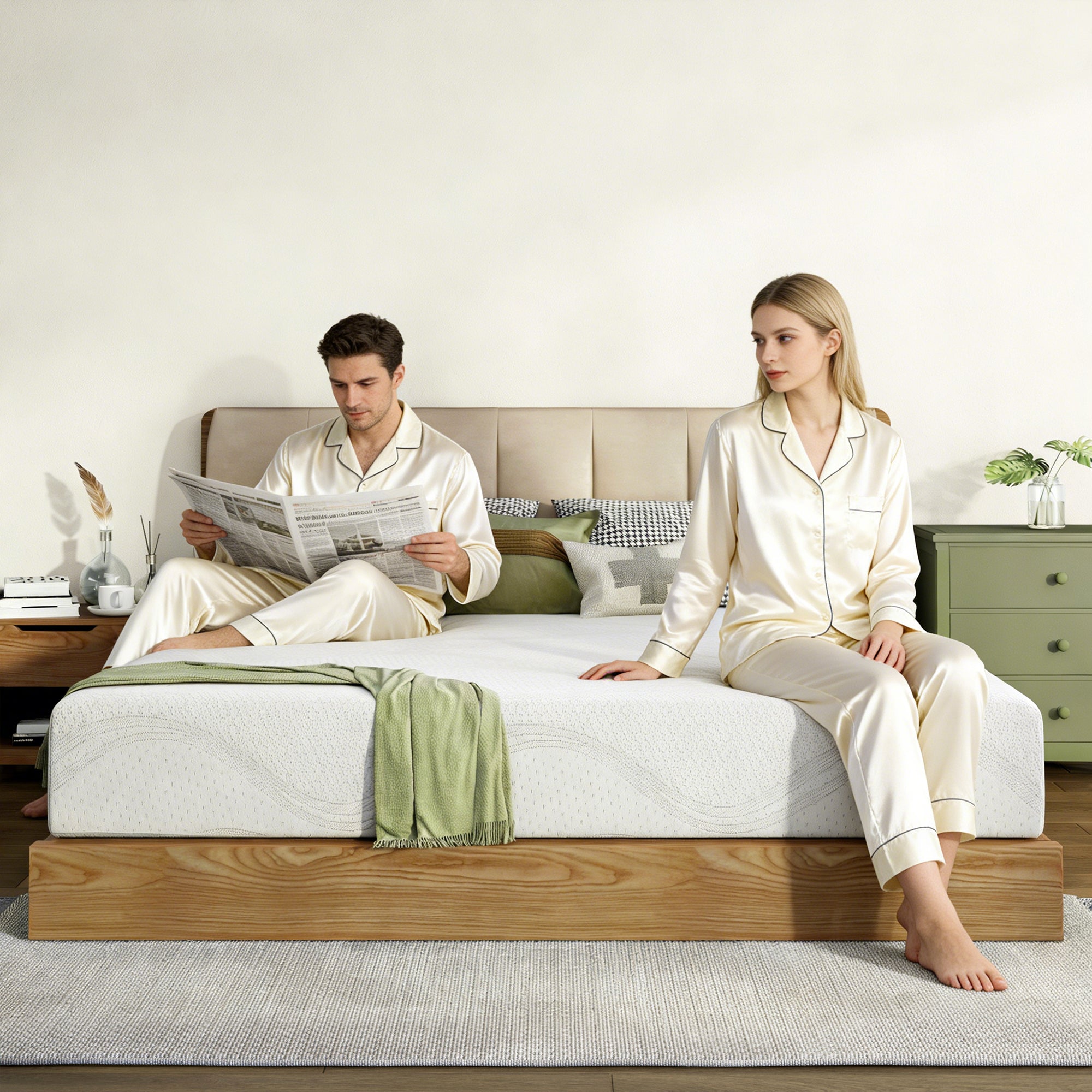 Mattress Memory Foam White Queen 10in Gel Cooling Layers
