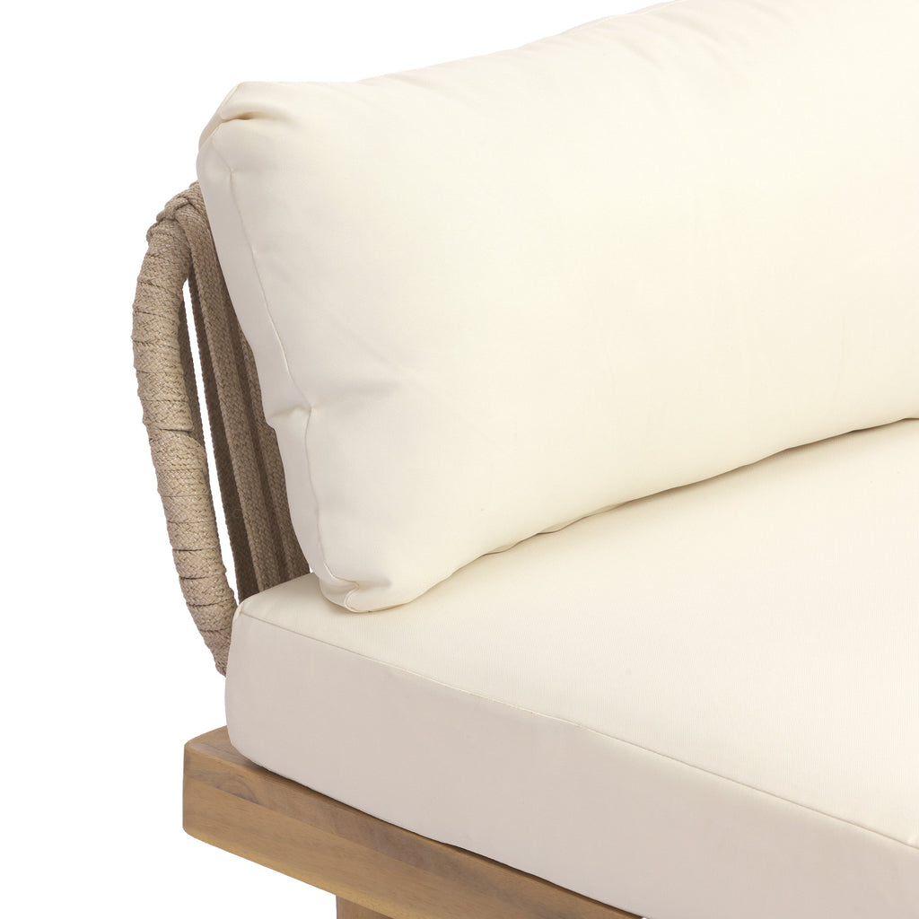 Outdoor Sectional Set Acacia Wood Rope Cream Beige Cushion 7 Piece Seats 6