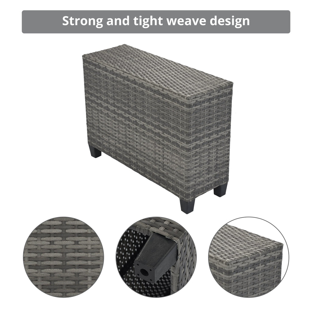 Outdoor Sectional Set PE Wicker Steel Gray Half Moon 8 Piece 250 LB