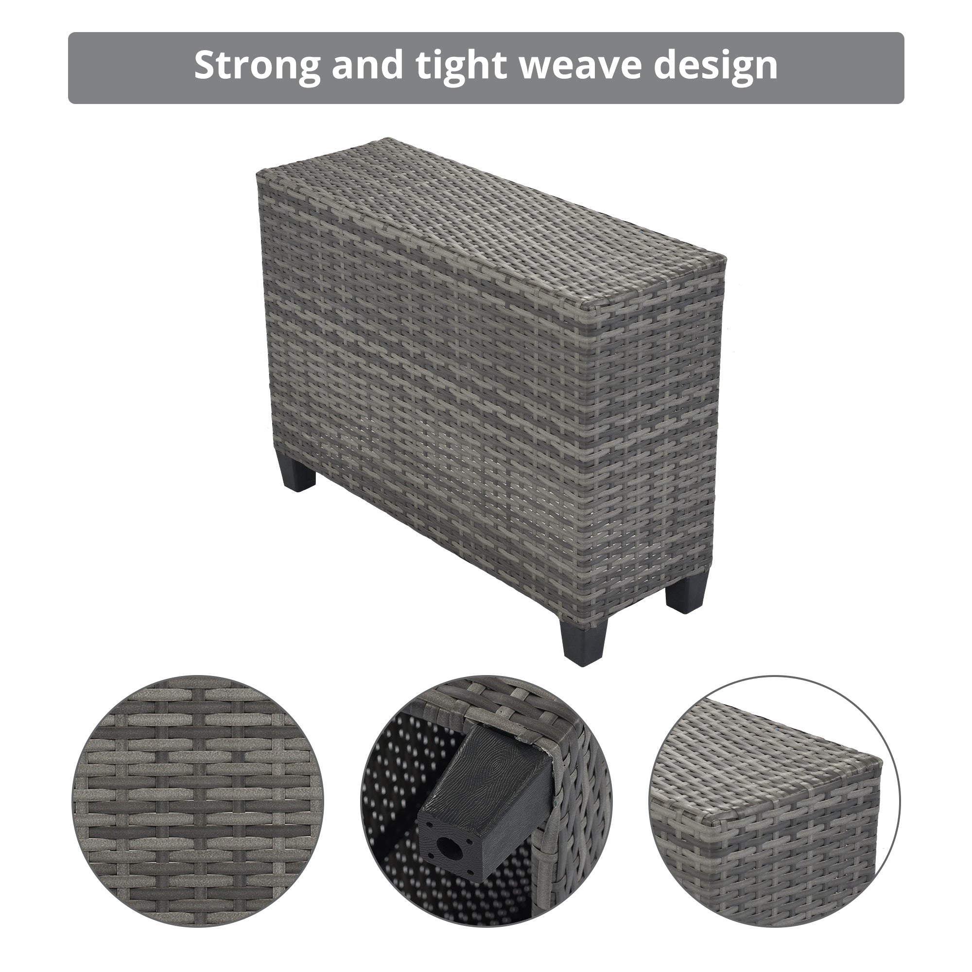 Outdoor Sectional Set PE Wicker Steel Gray Half Moon 8 Piece 250 LB