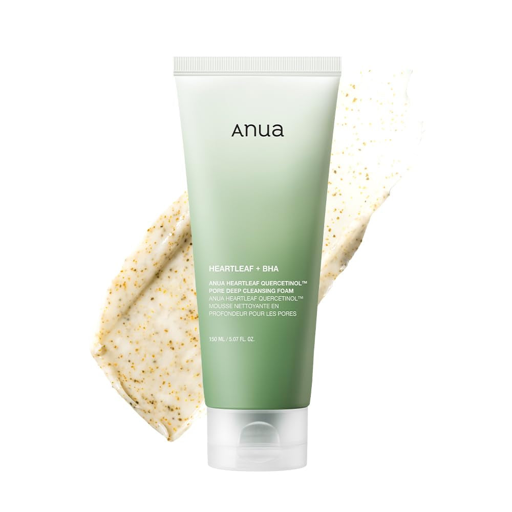 Anua Heartleaf Quercetinol Pore Cleansing Foam - Deep Cleanse & Remove Blackheads, BHA & Hyaluronic Acid Infused Facial Cleanser, 150ml Korean Skincare Must-Have