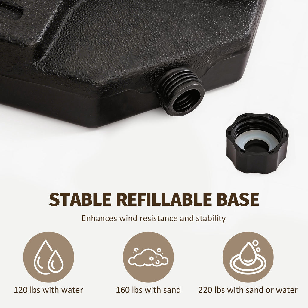 Patio Umbrella Base Fillable Black HDPE 4 Piece 220 LB Water or Sand