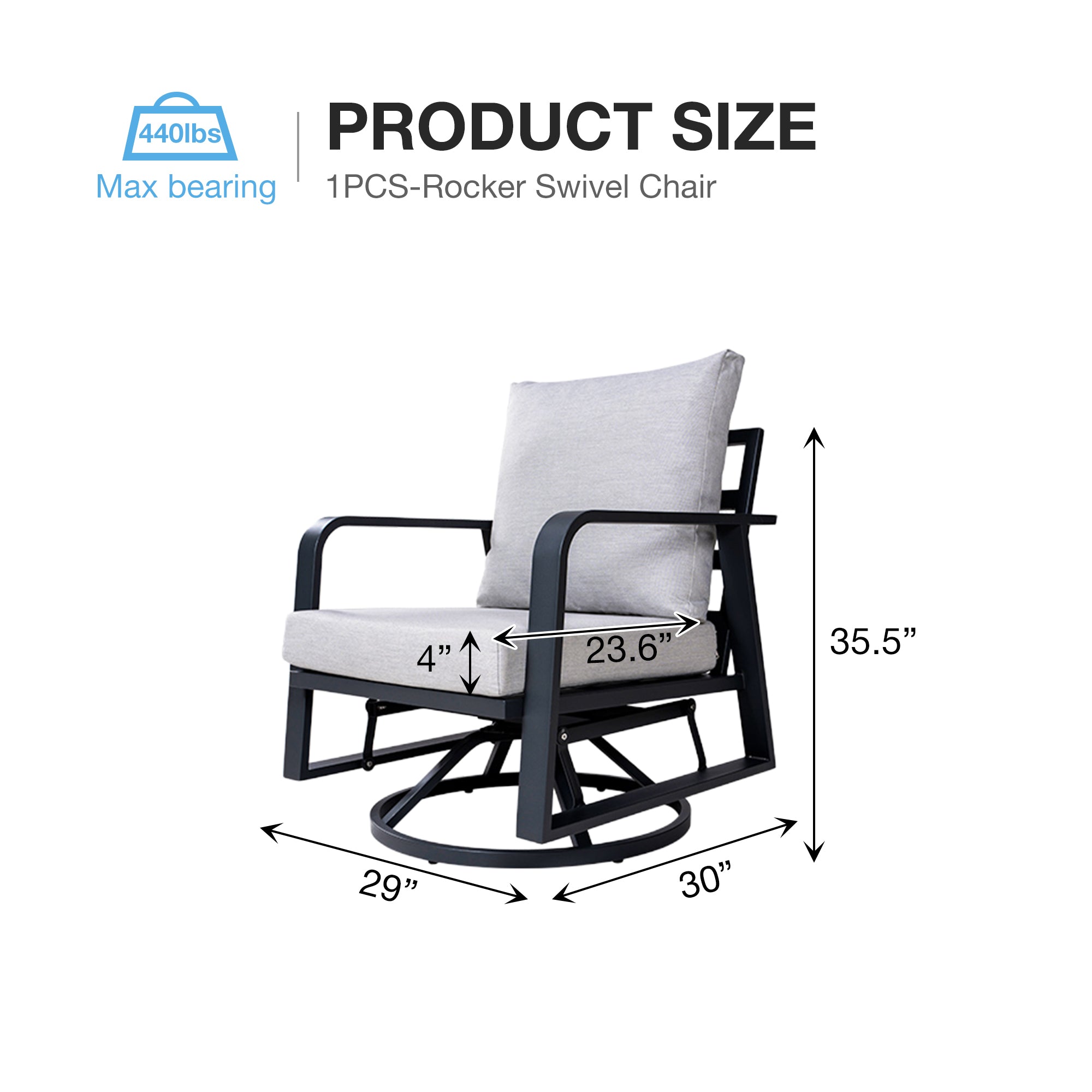 Outdoor Swivel Chair Aluminum Dark Gray Set of 2