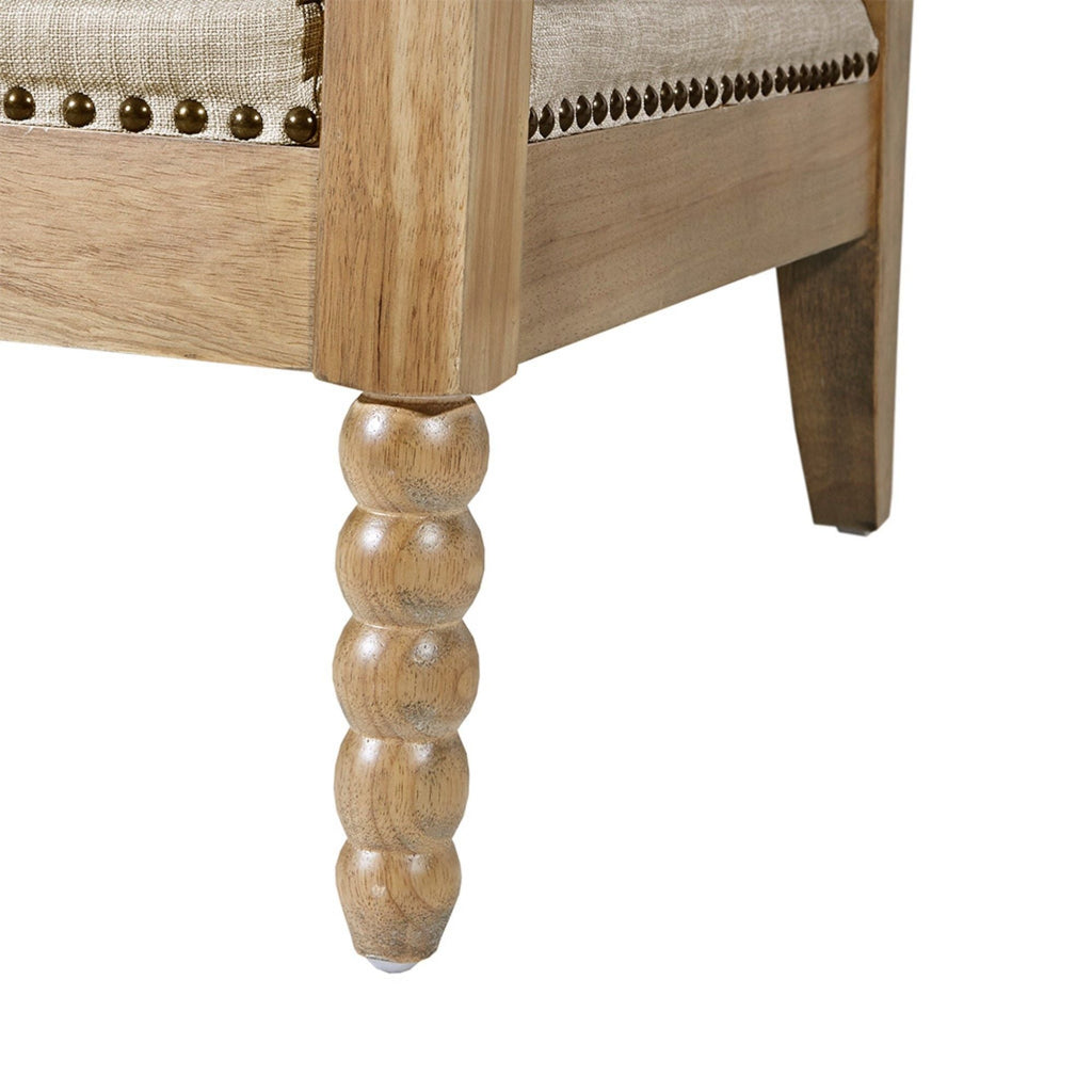 Arm Chair With Open Back Spindle Design, Padded Armrests