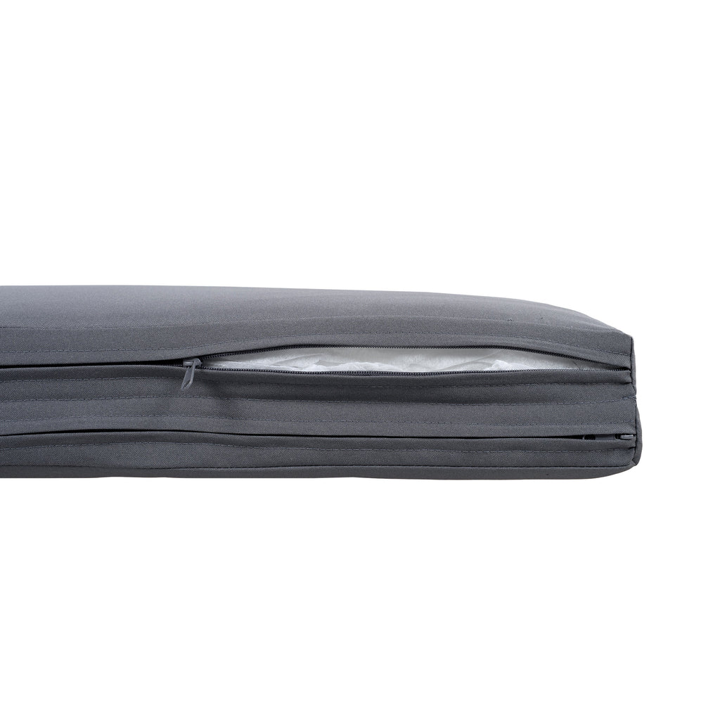 Acacia Wood Chaise Lounge Dark Gray Cushion 4-Position