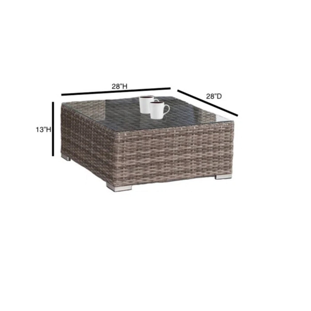 Outdoor Patio Set HDPE Wicker Mixed Gray 4 Piece Cupholder Seats 4