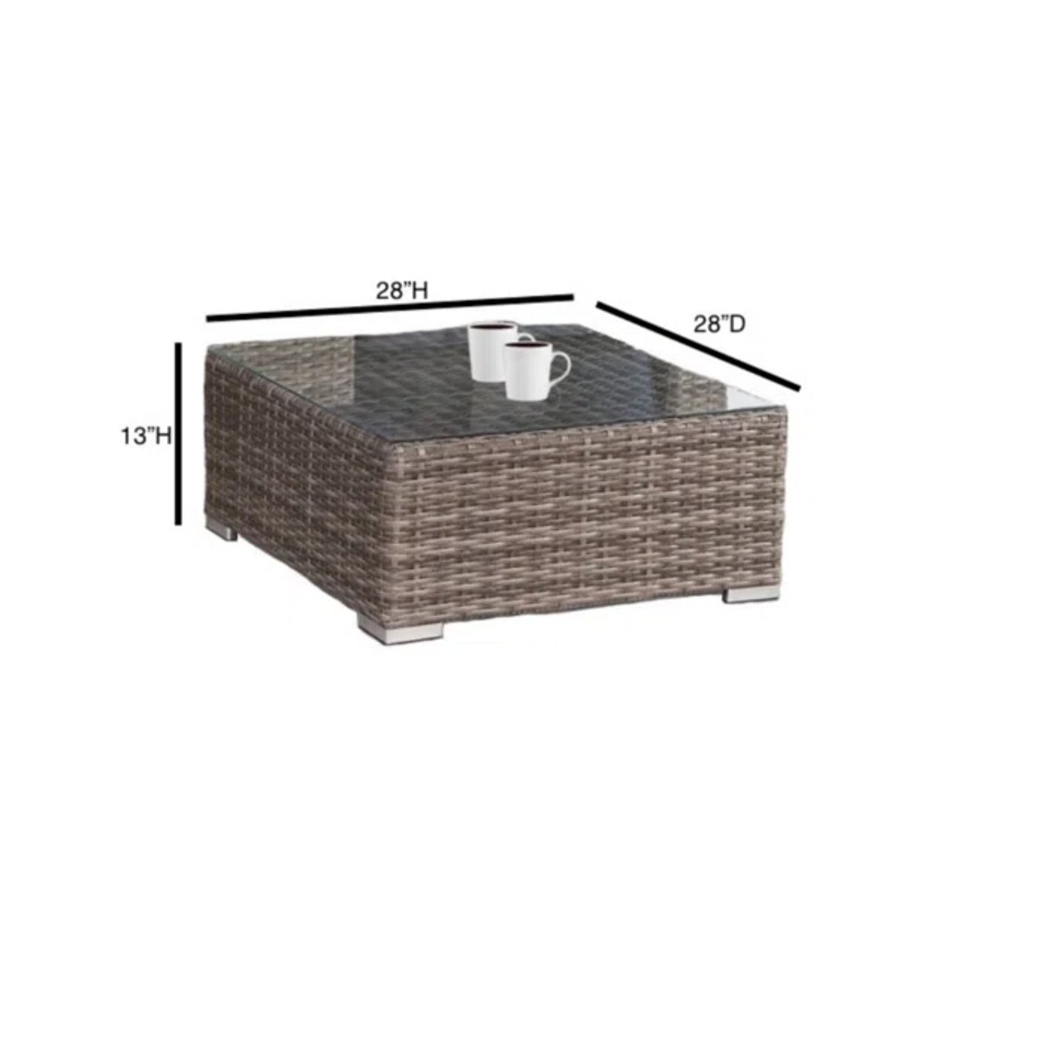 Outdoor Patio Set HDPE Wicker Mixed Gray 4 Piece Cupholder Seats 4
