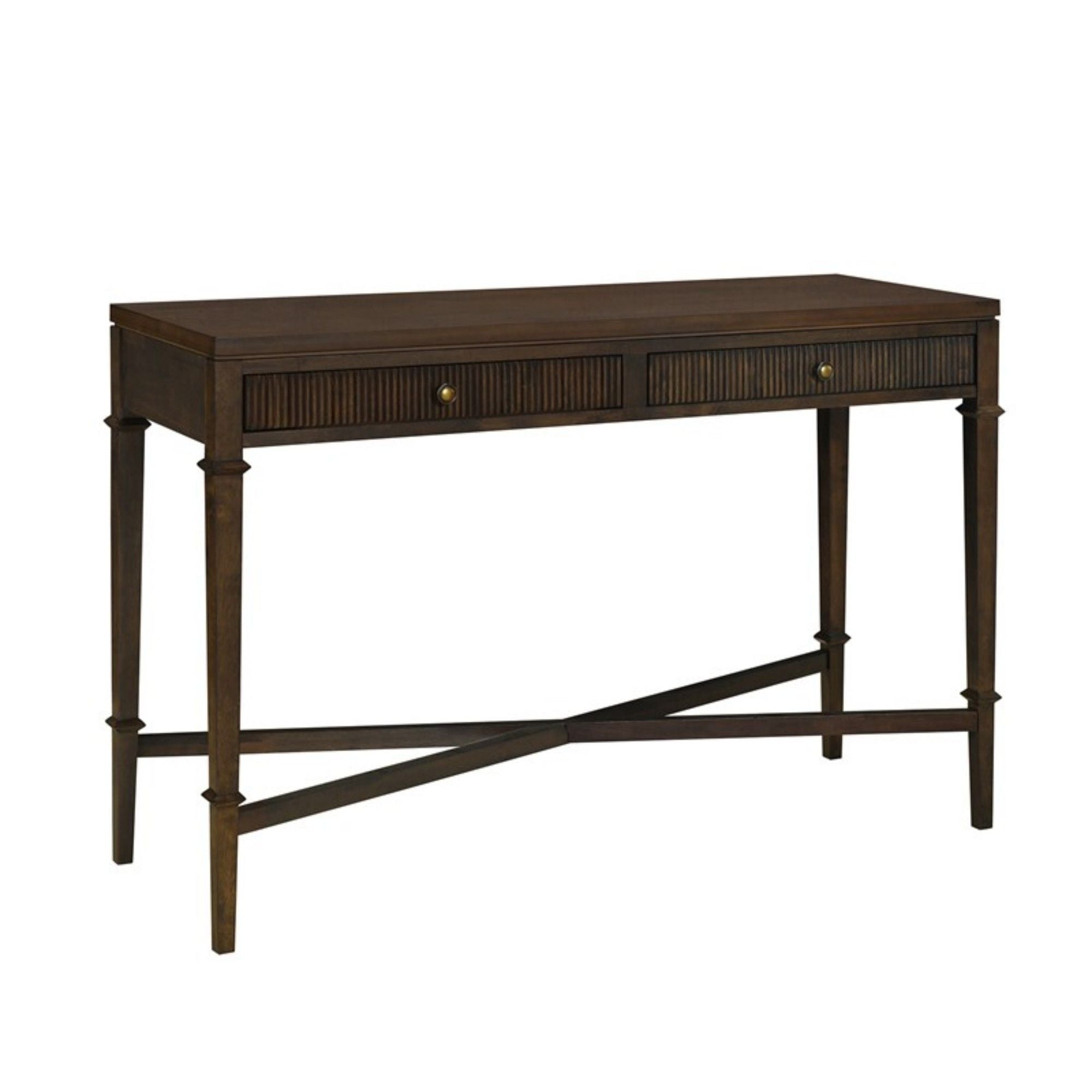 Fluted 2 Drawer Storage Console Table - Brown