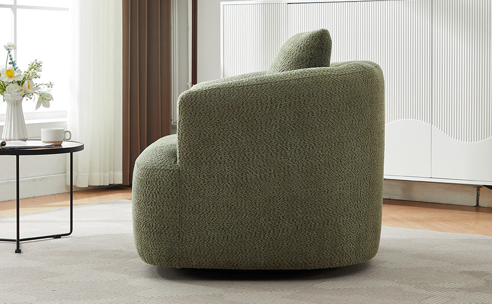 Accent Chair Swivel Barrel Chenille Green 360 Degree Pocket Spring 38 In