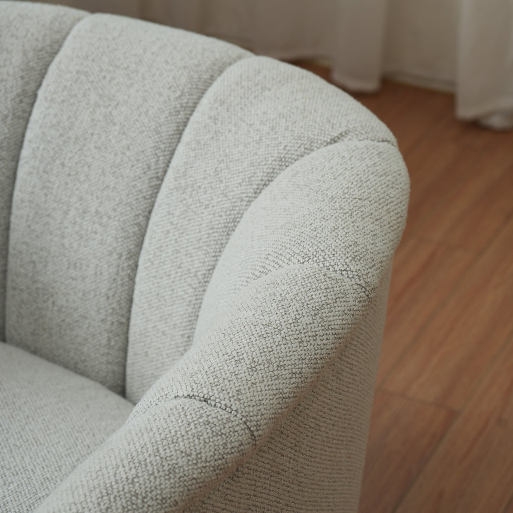 Accent Chair Swivel 360 Degree Ivory Curved Shelter Back 33x33x28 In 350 LB