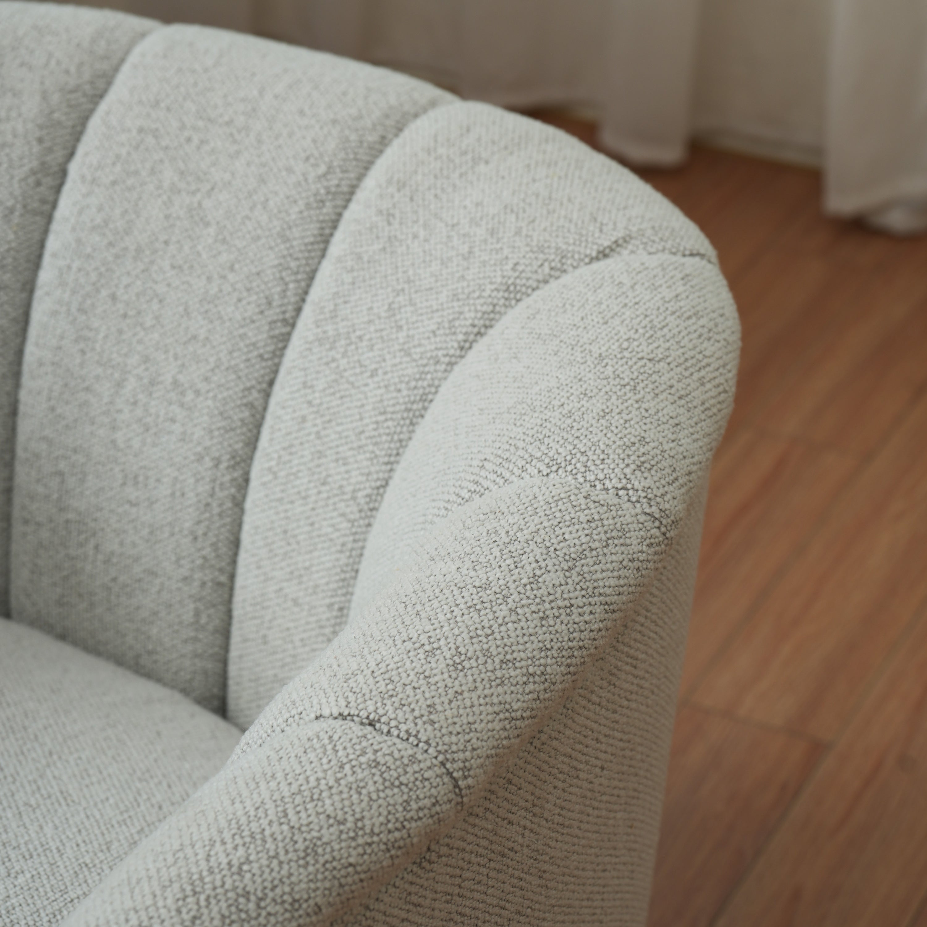 Accent Chair Swivel 360 Degree Ivory Curved Shelter Back 33x33x28 In 350 LB
