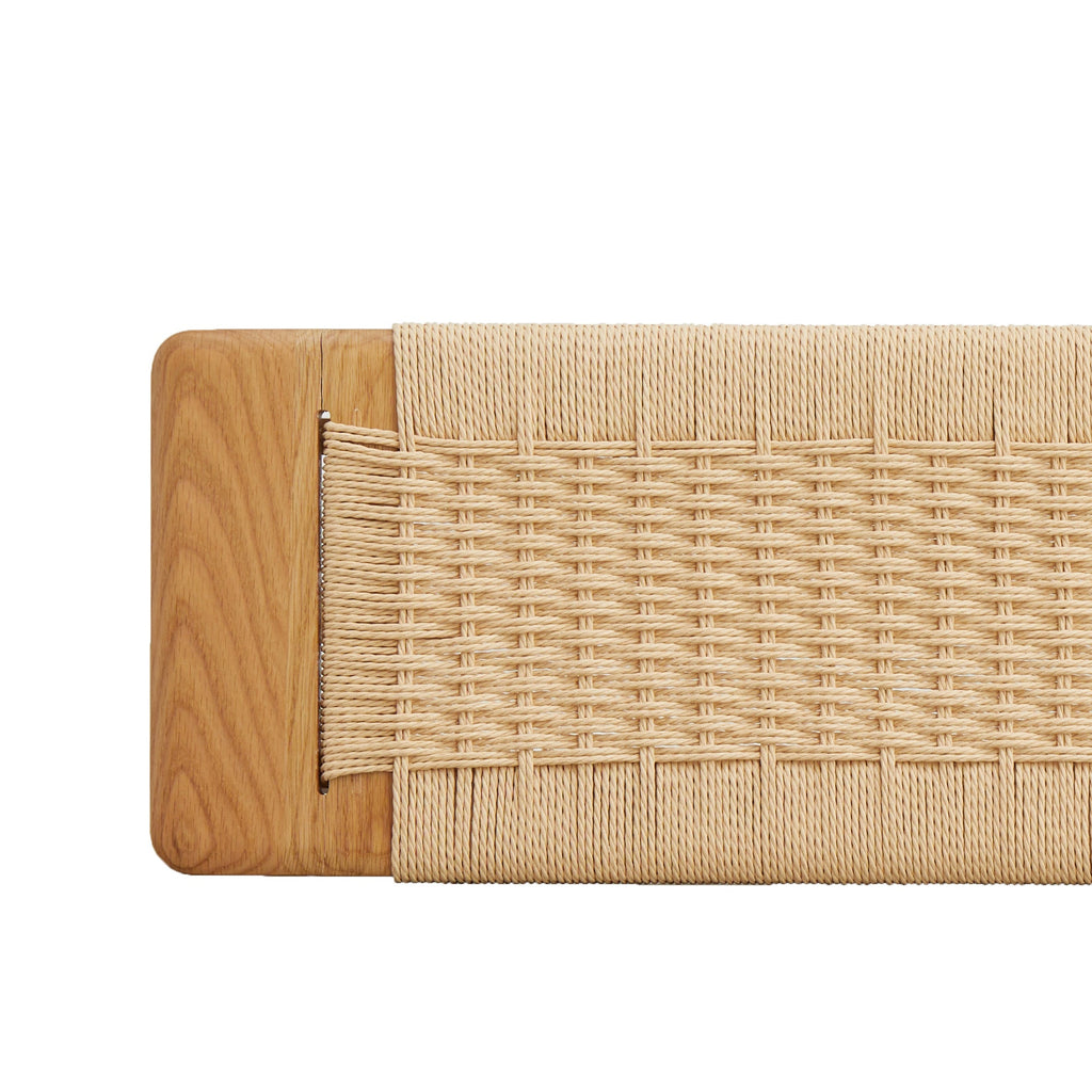 Dining Bench Solid Oak Handwoven Cane Seat Natural 31.5 In