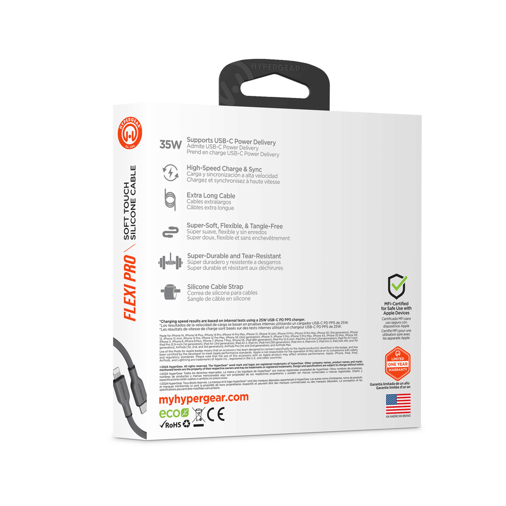 HyperGear Flexi PRO USB-C to Lightning Cable 10ft