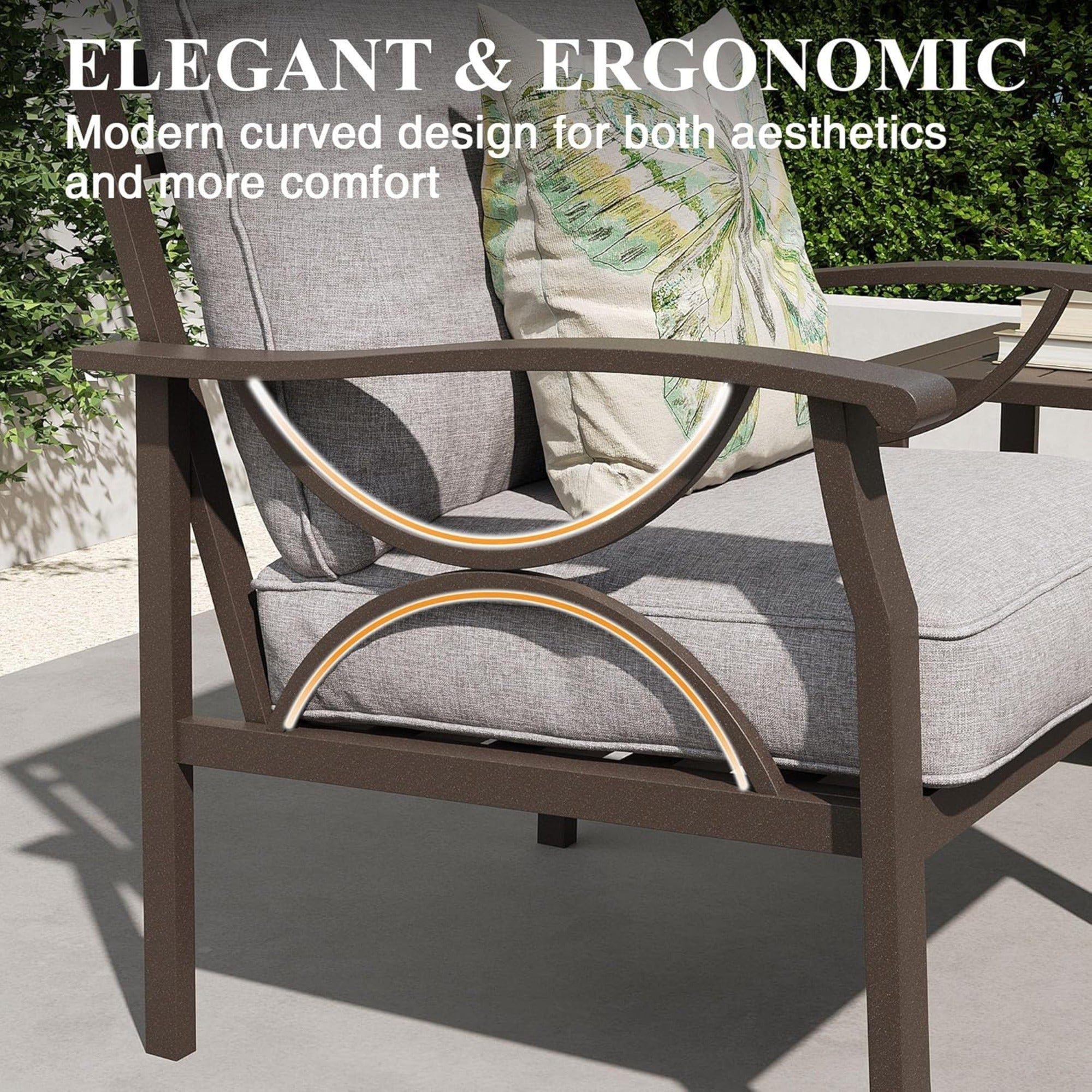 Outdoor Patio Set Steel 8 Piece Seats 9 Khaki Gray