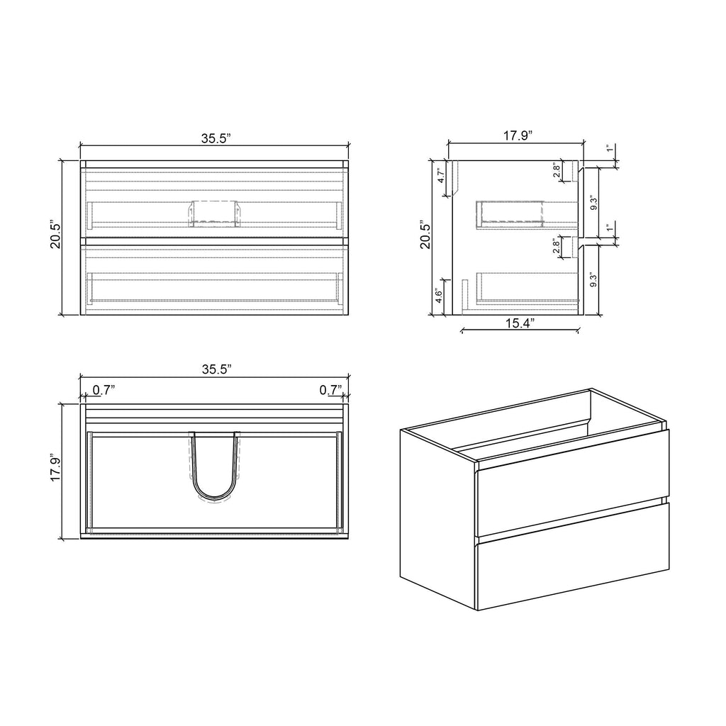 Alice - Bathroom Vanity With Sink, Large Storage Wall Mounted Floating Bathroom Vanity For Modern Bathroom, One-Piece Sink Basin Without Drain And Faucet