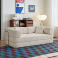 Sofa Floor Low Profile 5-in-1 Corduroy Cream Sleeper with Blanket 74.8 In