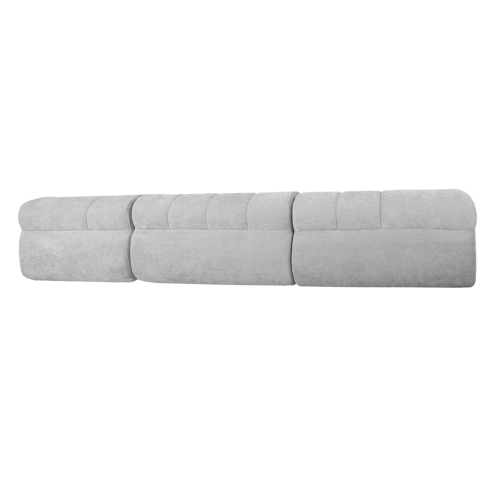 Sectional Sofa L-Shape Polyester Gray 4 Seat 122 In Chaise No Assembly