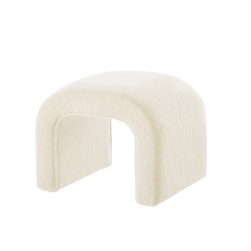 Set of 3 U-Shaped Modern Bench Teddy Ottoman, Cream, 43.5x16.5x19