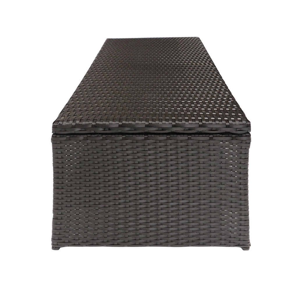 Outdoor Coffee Table Wicker Steel Brown Round 39in