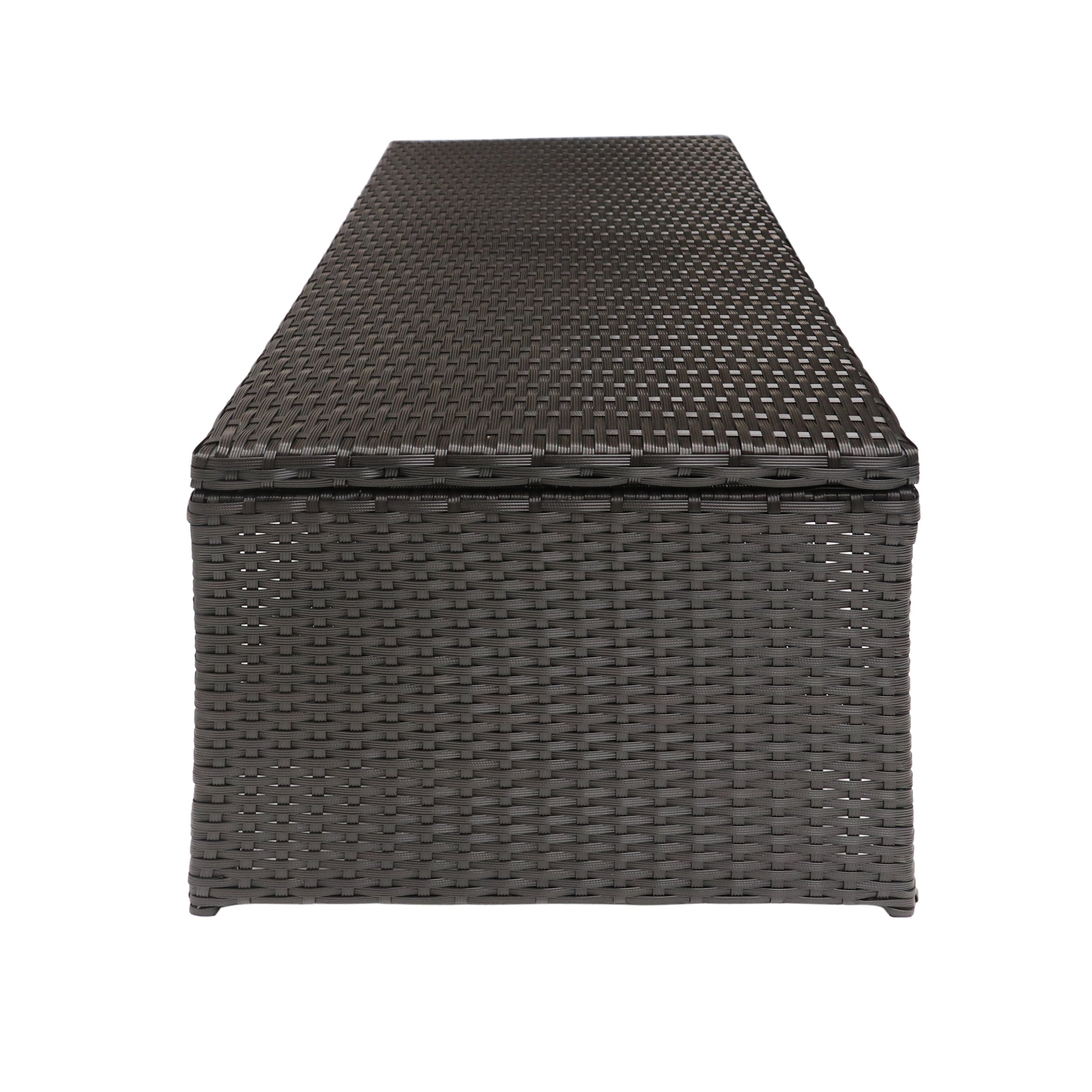 Outdoor Coffee Table Wicker Steel Brown Round 39in
