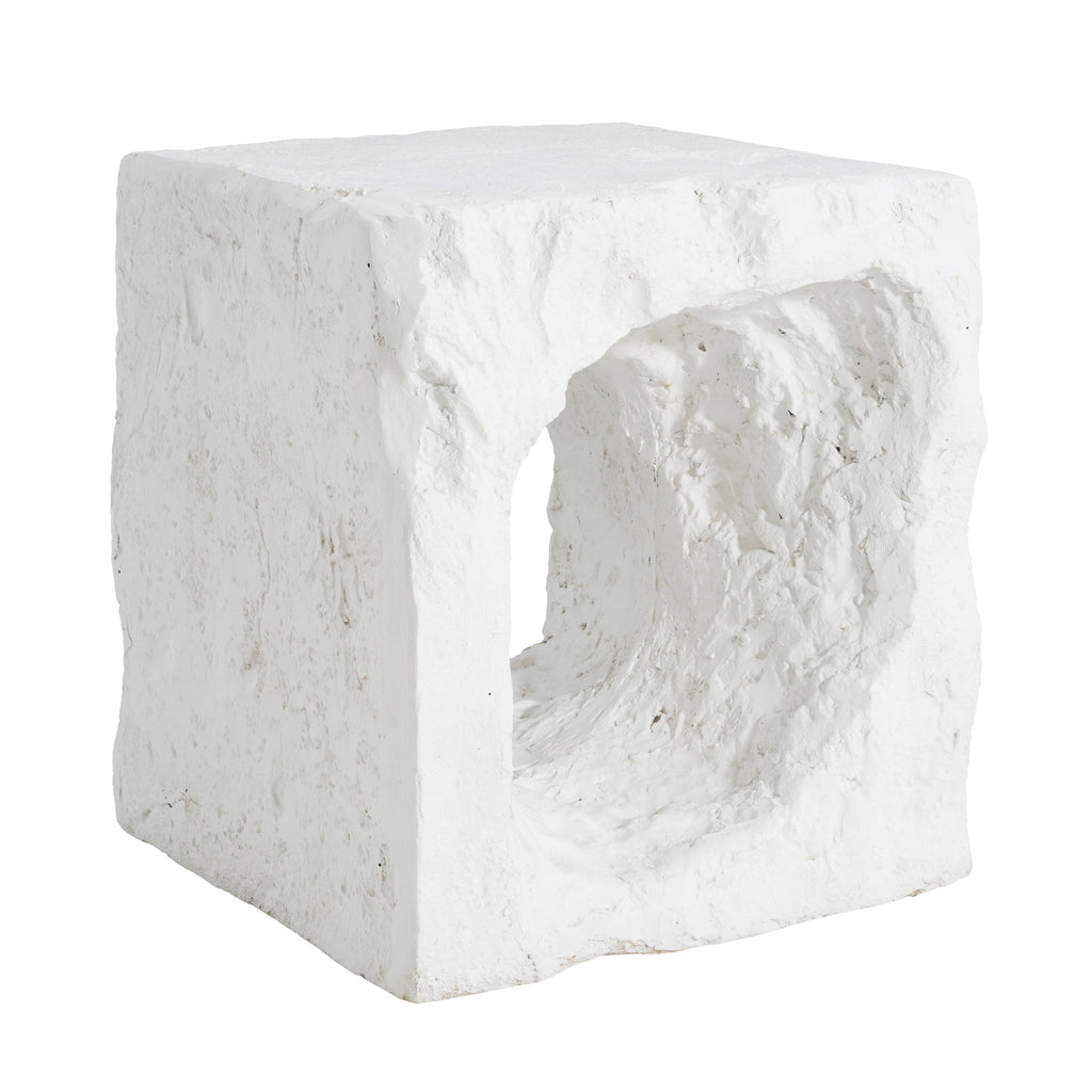 Outdoor Side Table Square MGO White Cave Texture 16.5x17.85in