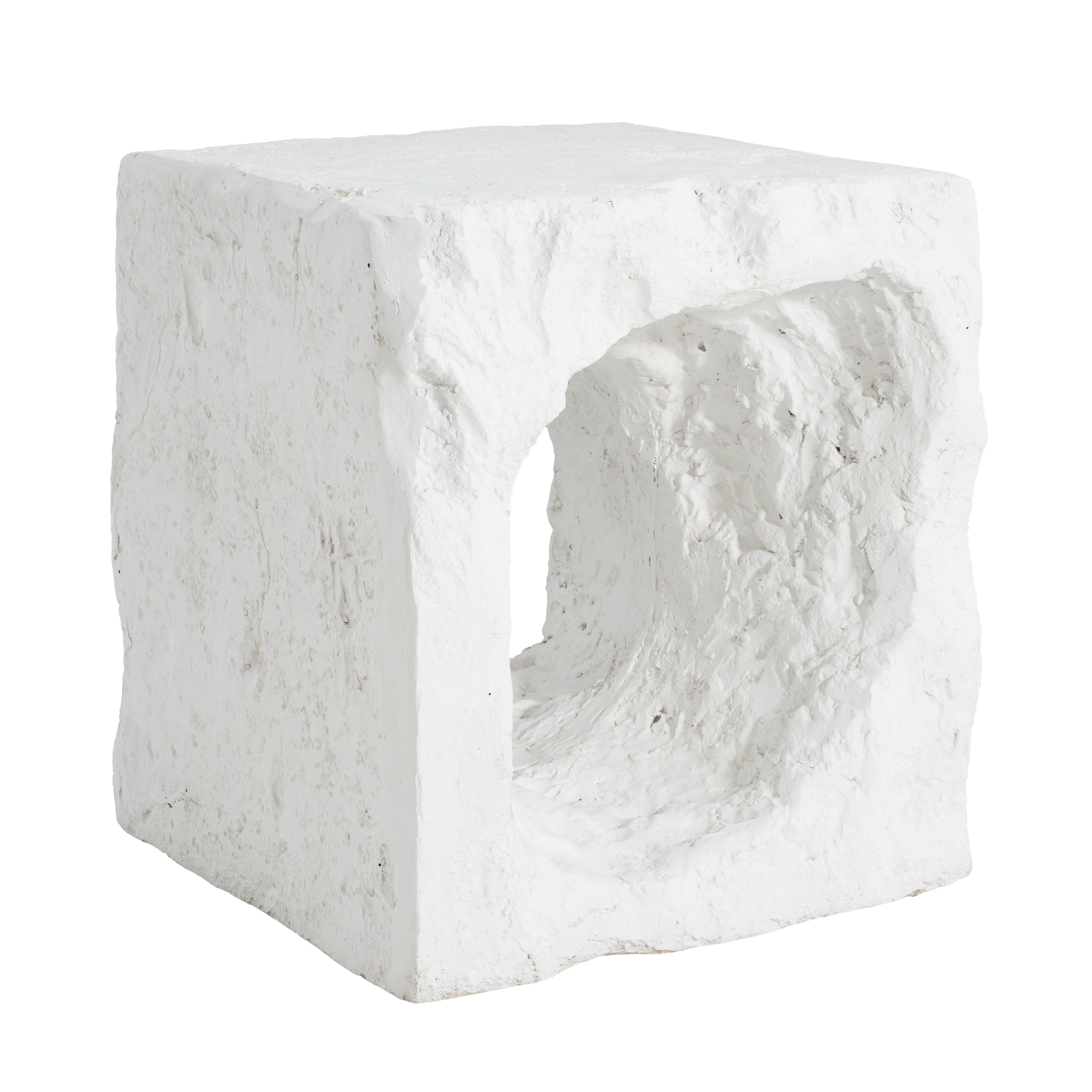 Outdoor Side Table Square MGO White Cave Texture 16.5x17.85in