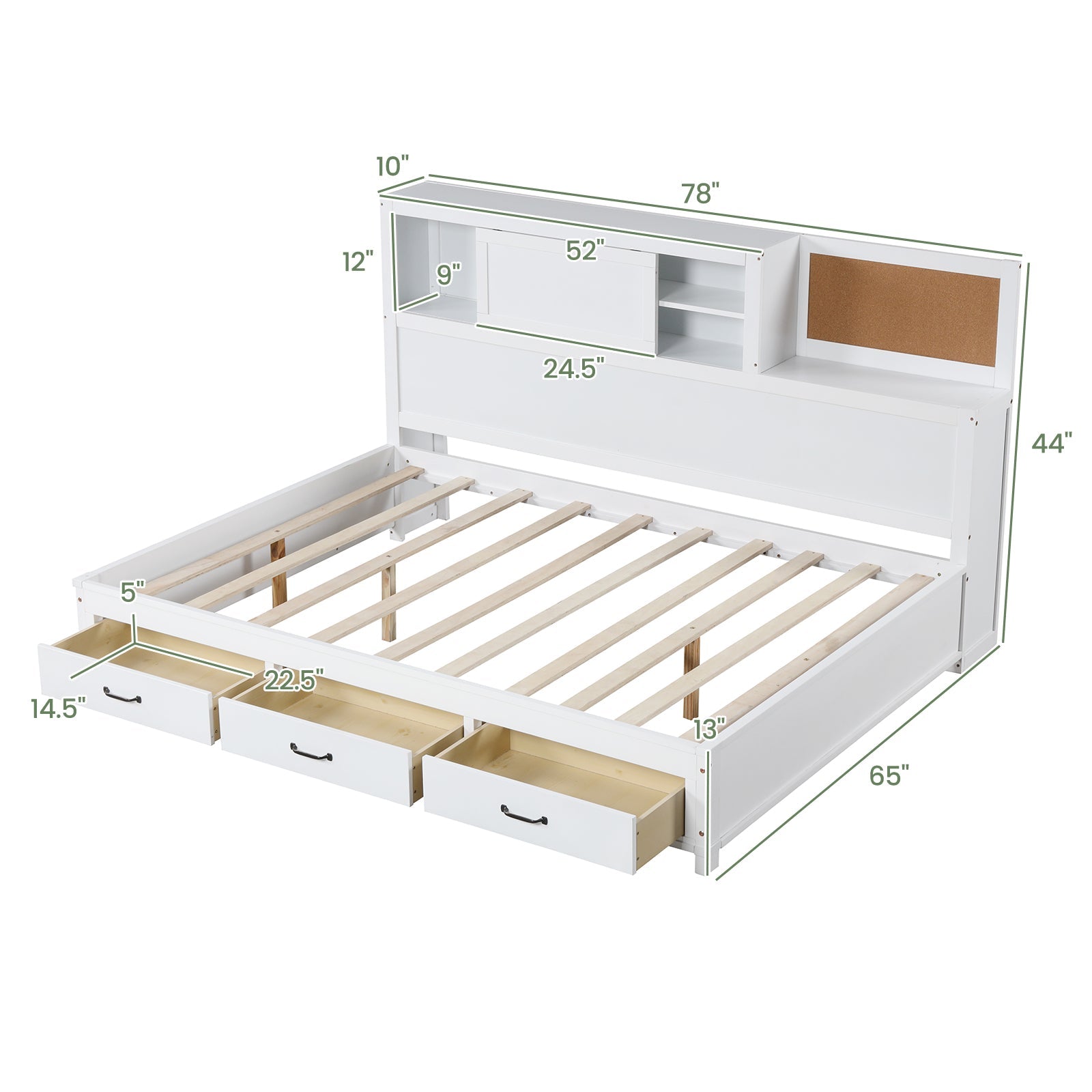 Twin/Full Size Wooden Daybed with 3 Drawers with Storage Shelves