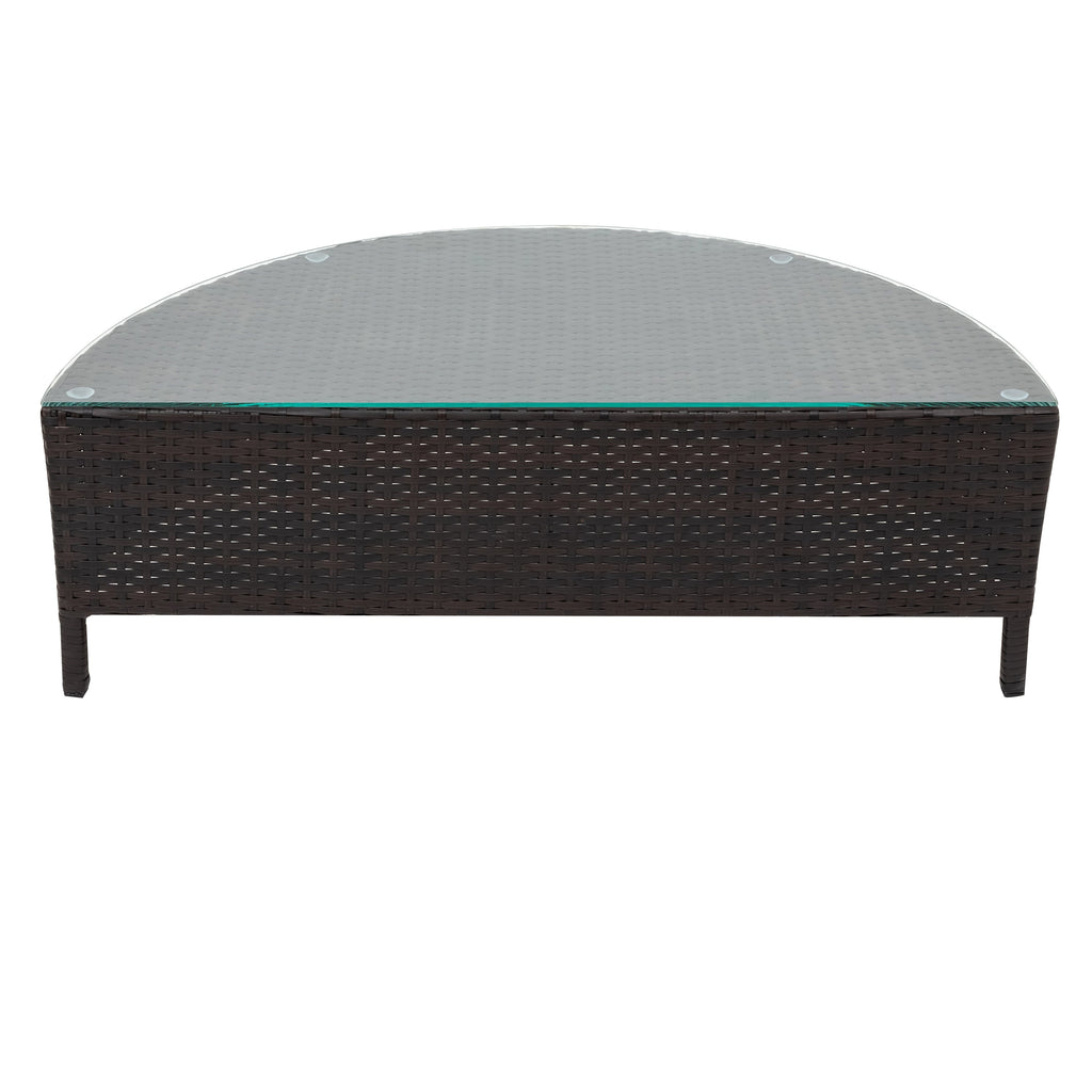 Outdoor Sectional Set PE Rattan Steel Gray Half Moon 5 Piece 350 LB