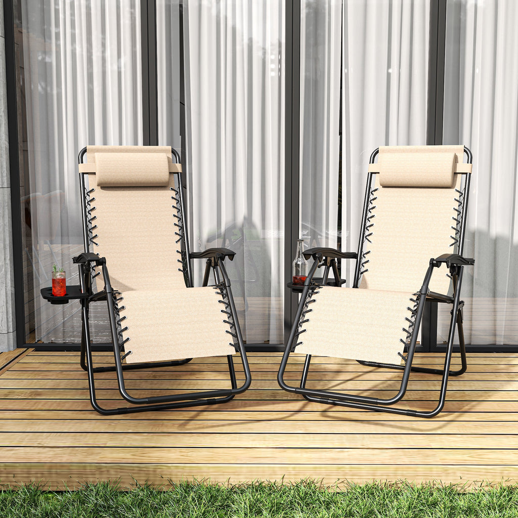 Outdoor Zero Gravity Chair Metal Khaki 90-170 Degree Adjustable 300 LB