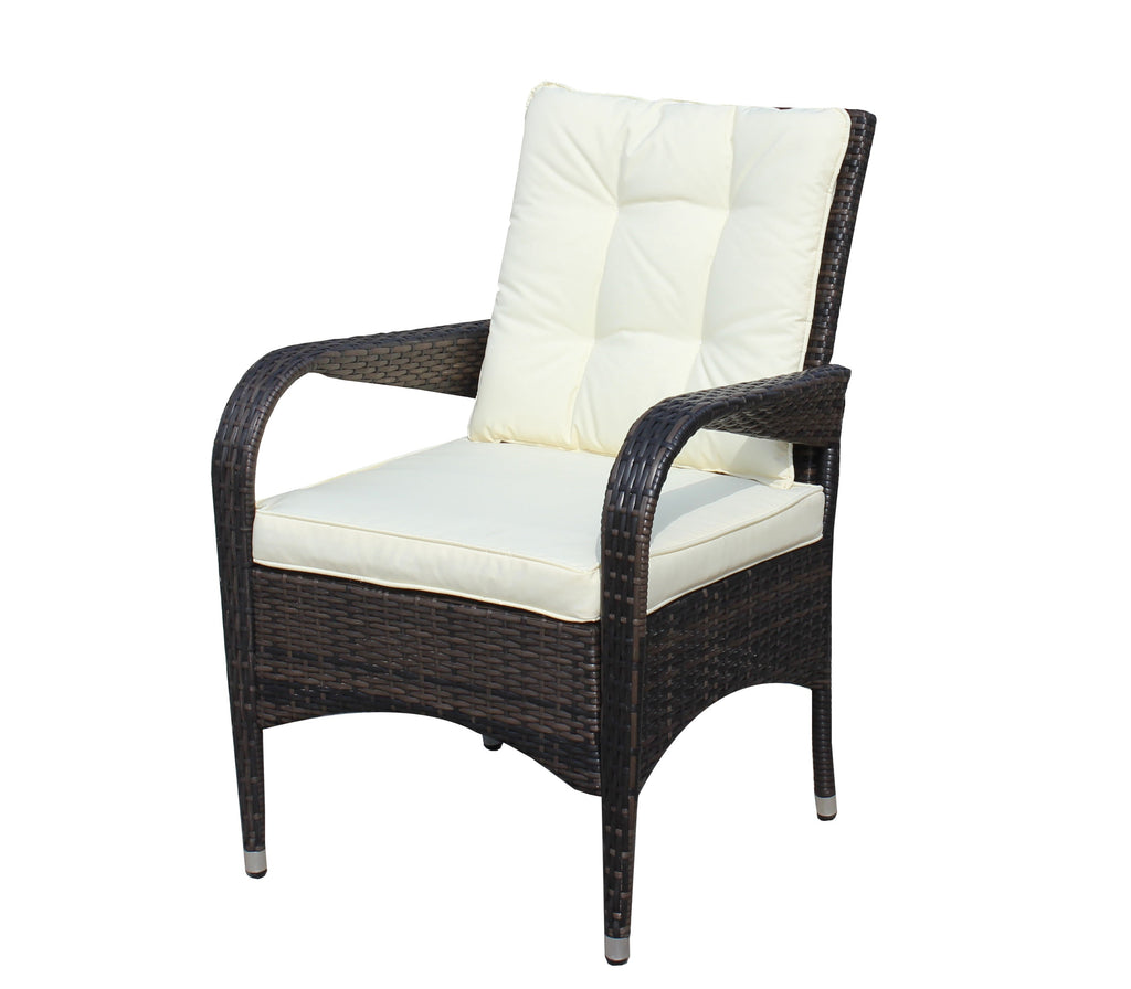 Outdoor Conversation Set PE Rattan Steel Brown Beige Cushion 3 Piece