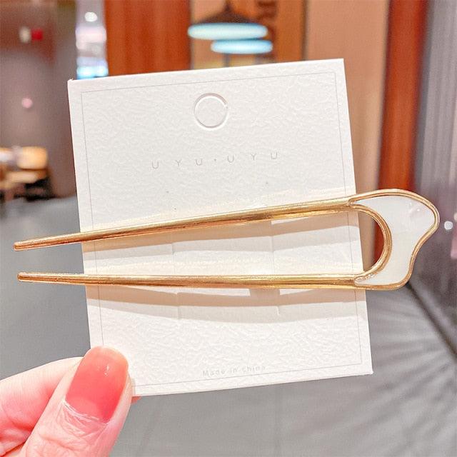 Fashion U Shape Metal Hair Sticks For Women Hair Clips Hair Accessories Elegant Simple Gold Color Hairpins Girl Headwear Jewelry Gorgeous Hair Accessories For Women